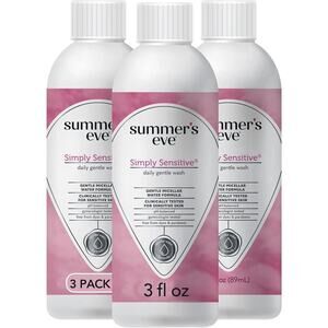 Qty 3 -Summers Eve Simply Sensitive Gentle Body Wash Removes Odor Travel Sz 3 oz